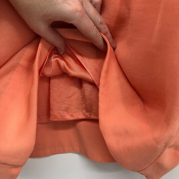 By Malene Birger Peach Crepe Maryam Dress gold zipper pockets elastic waistband - Picture 14 of 16